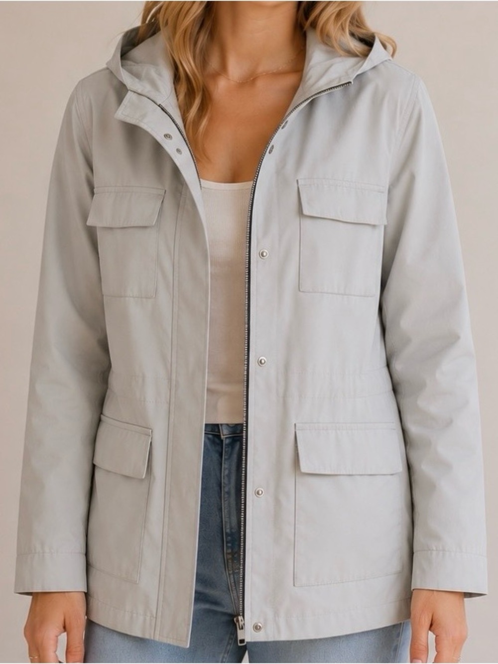 SAVE THE DUCK Beige Pro-Tech Jacket Size 3 Women's (see size chart photo)